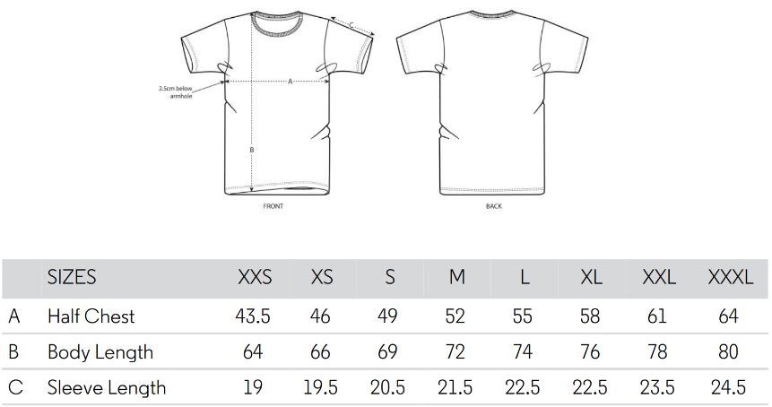 MAXX 2020 Shirts Größentabellen