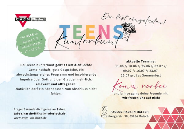 Einladung Teens Kunterbunt